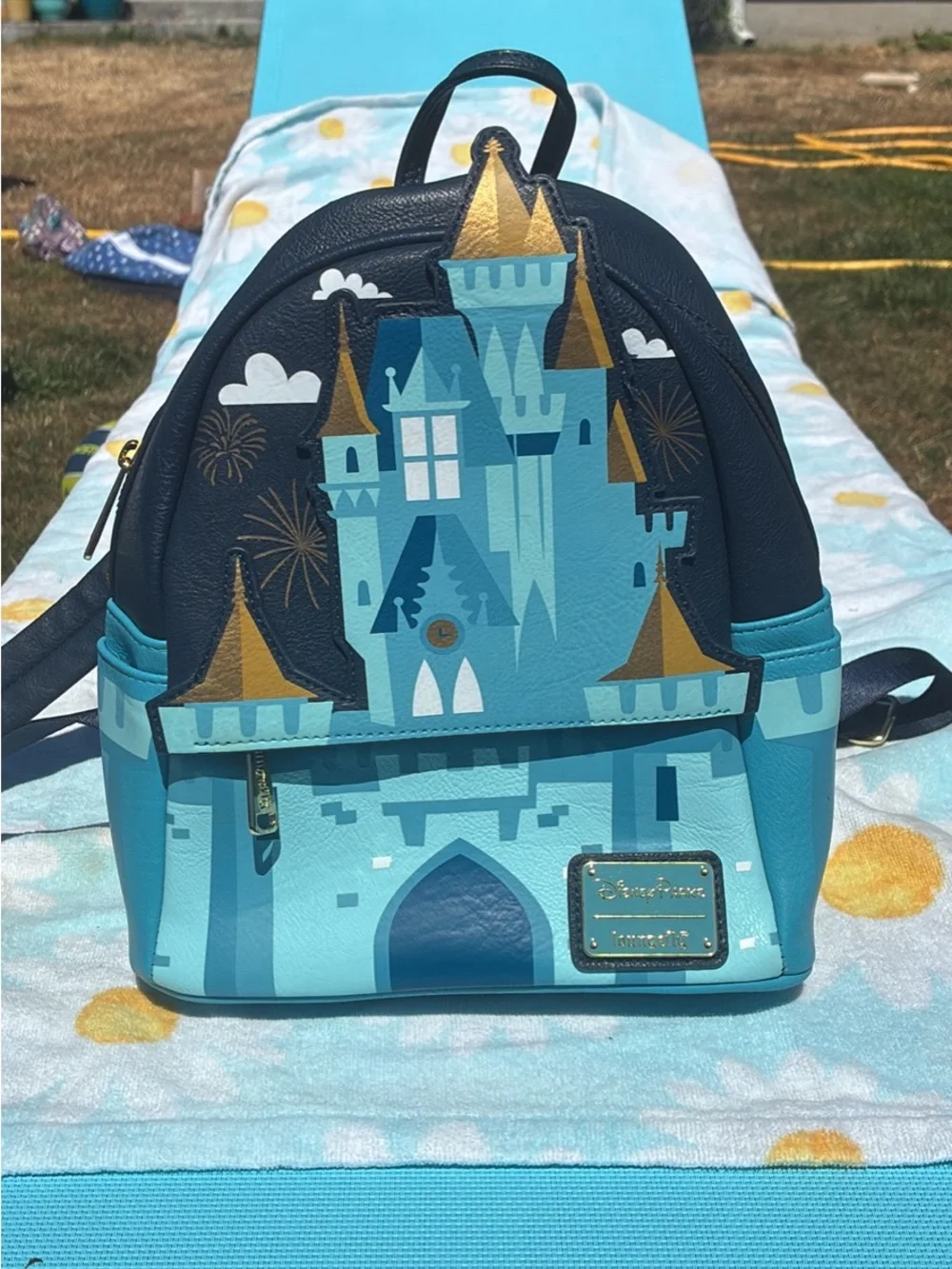 Loungefly Blue & Gold Castle Mini Backpack